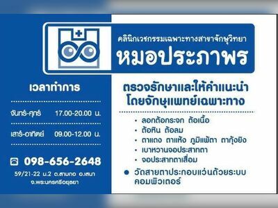 Dr. Prapaporn Eye Clinic, next to Sam Ko Temple