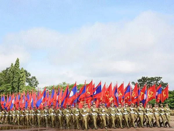 Laos Army Rehearses Parade for National Day Anniversary