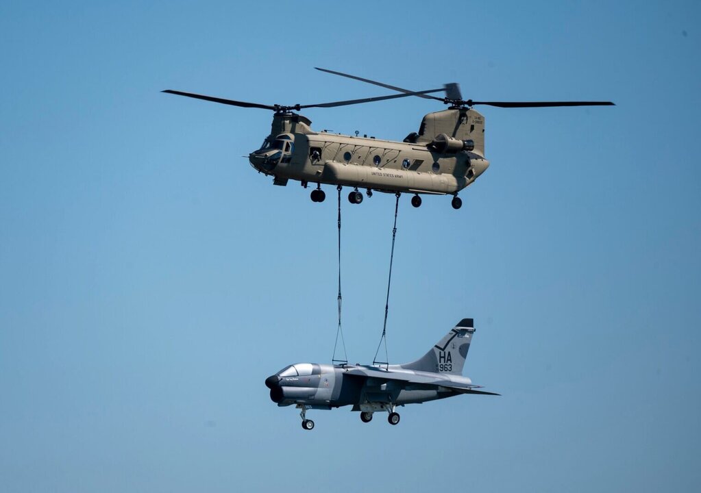 Vietnam-Era Jet Returns Home by Helicopter