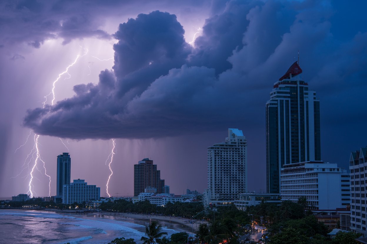 Monsoon Surge Triggers Travel Warnings as Pattaya Faces Flood Risk and Gulf Disruption
