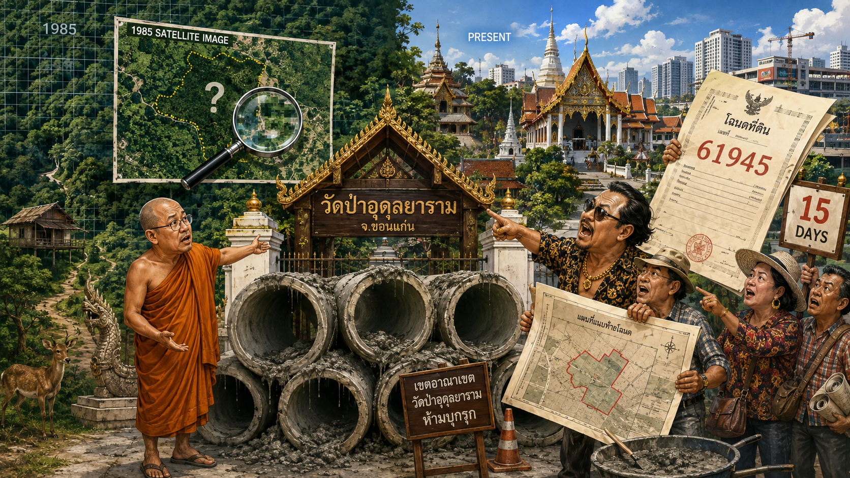 Khon Kaen Temple Land Dispute Escalates as 1985 Images Renew Fight Over Ownership